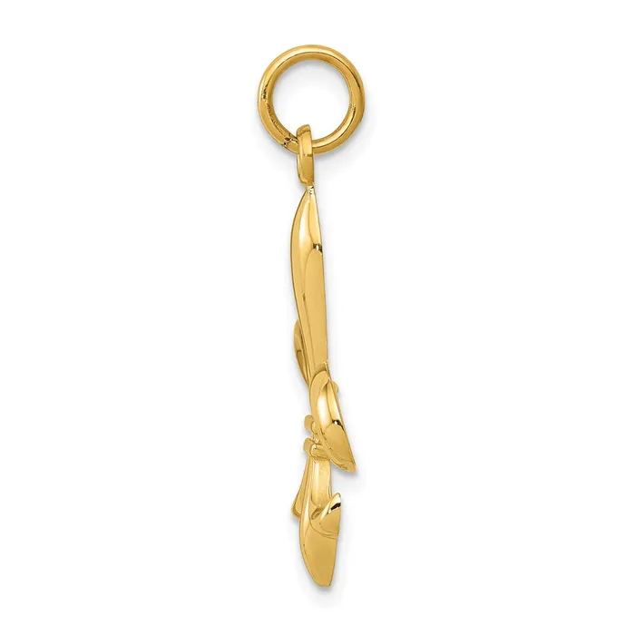 Charm Necklaces TreasureFineJewelers 14k Hollow Fleur De Lis Charm