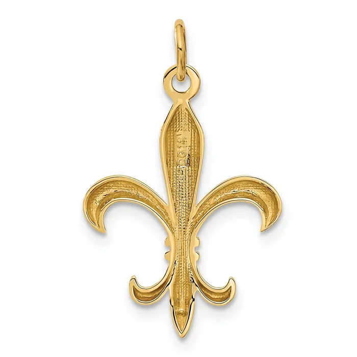 Charm Necklaces TreasureFineJewelers 14k Hollow Fleur De Lis Charm