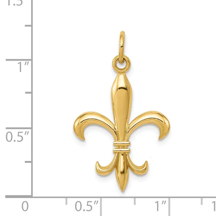 Charm Necklaces TreasureFineJewelers 14k Hollow Fleur De Lis Charm