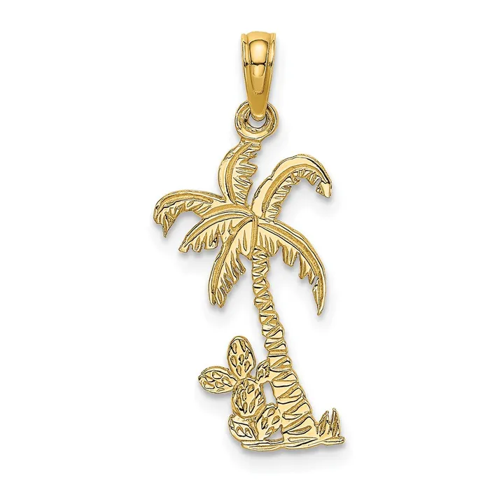 Charm Necklaces TreasureFineJewelers 14K Palm Tree w Cactus Charm