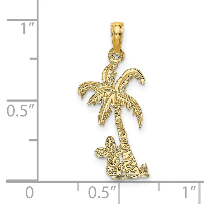 Charm Necklaces TreasureFineJewelers 14K Palm Tree w Cactus Charm