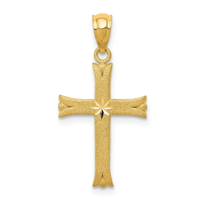 Charm Necklaces TreasureFineJewelers 14k Satin Cross Charm