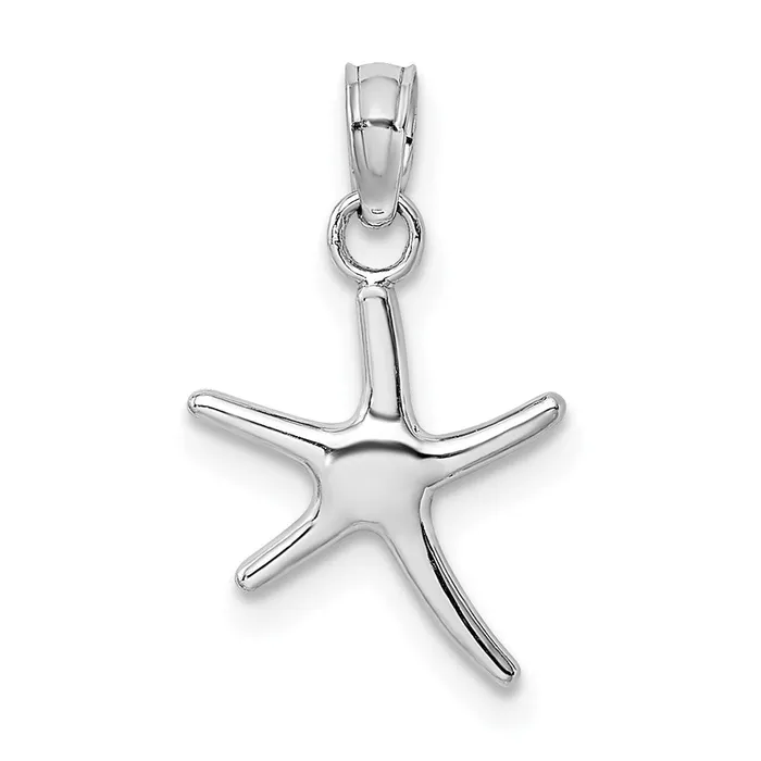 Charm Necklaces TreasureFineJewelers 14K White Gold Polished Mini Dancing Starfish Charm Charm Necklaces TreasureFineJewelers 14K White Gold Polished Mini Dancing Starfish Charm