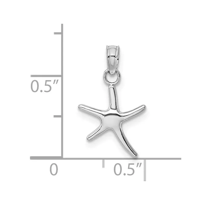 Charm Necklaces TreasureFineJewelers 14K White Gold Polished Mini Dancing Starfish Charm
