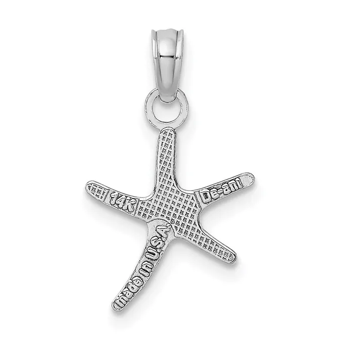 Charm Necklaces TreasureFineJewelers 14K White Gold Polished Mini Dancing Starfish Charm
