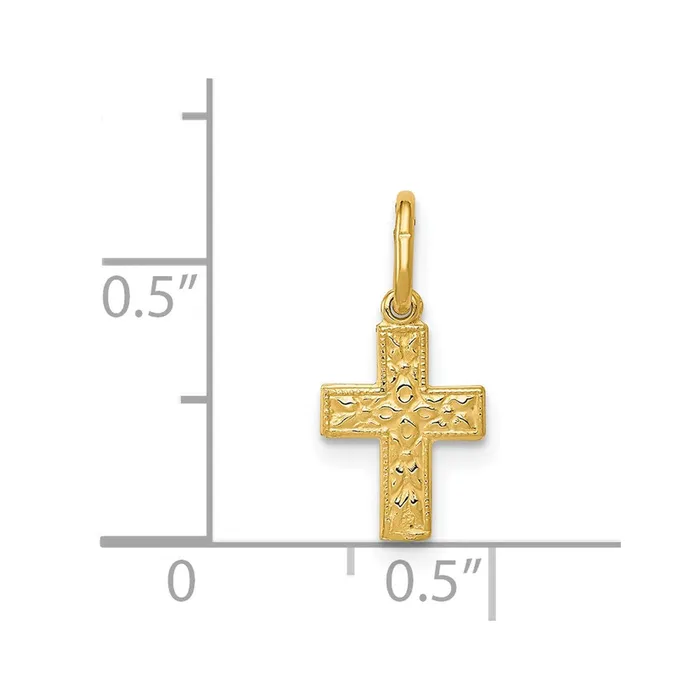 Charm Necklaces TreasureFineJewelers 14k Yellow Gold Floral Cross Charm