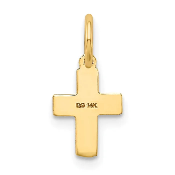 Charm Necklaces TreasureFineJewelers 14k Yellow Gold Floral Cross Charm