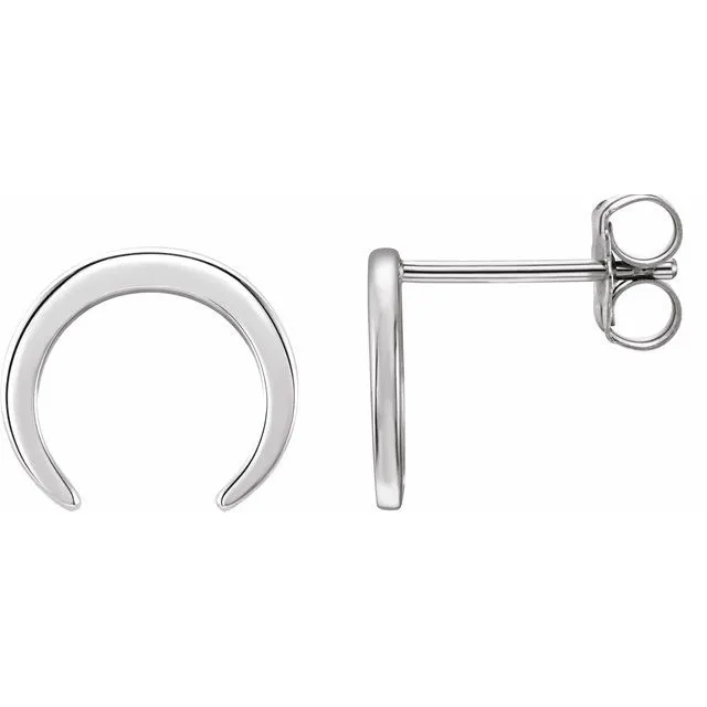 Earrings 14K White Crescent Earrings TreasureFineJewelers