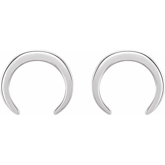 Earrings 14K White Crescent Earrings TreasureFineJewelers