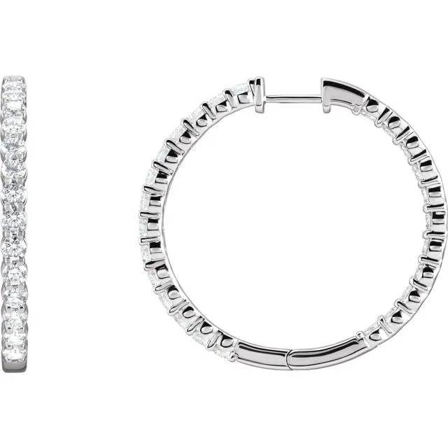 Earrings 14K White Gold 4 CTW LabGrown Diamond InsideOutside Hinged 36 mm Hoop Earrings TreasureFineJewelers Earrings 14K White Gold 4 CTW LabGrown Diamond InsideOutside Hinged 36 mm Hoop Earrings TreasureFineJewelers
