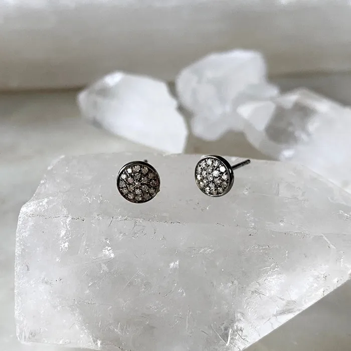 Earrings Robindira Unsworth Pave Diamond Round Stud Earrings