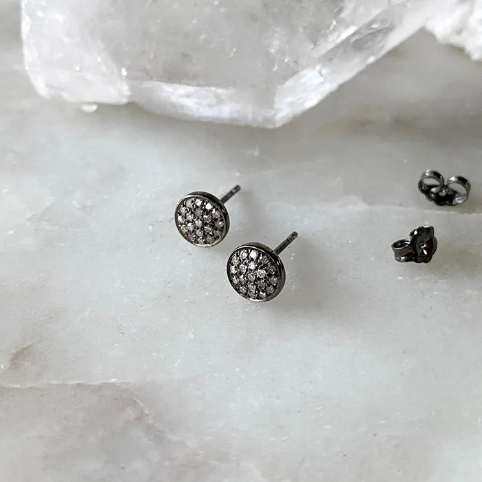 Earrings Robindira Unsworth Pave Diamond Round Stud Earrings