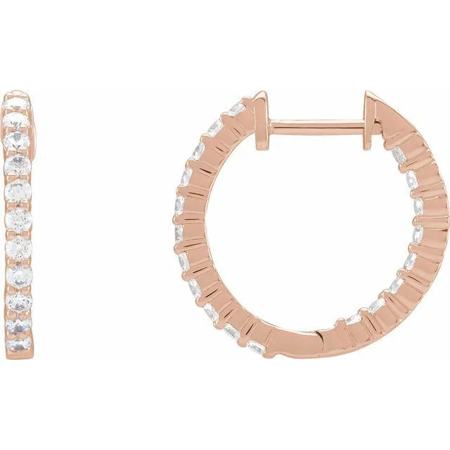 Earrings TreasureFineJewelers 14K Rose Gold 34 CTW Natural Diamond InsideOutside Hinged 172 mm Hoop Earrings Earrings TreasureFineJewelers 14K Rose Gold 34 CTW Natural Diamond InsideOutside Hinged 172 mm Hoop Earrings