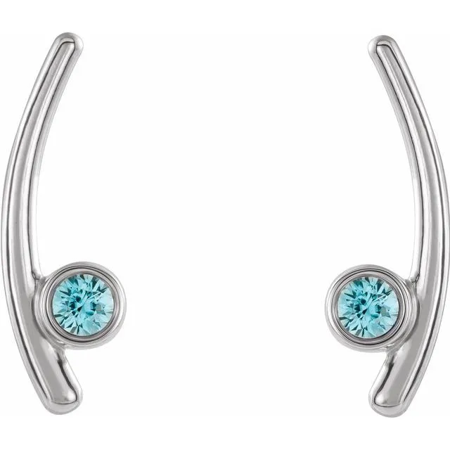 Earrings TreasureFineJewelers 14K White Gold Natural Aquamarine Ear Climbers Earrings TreasureFineJewelers 14K White Gold Natural Aquamarine Ear Climbers