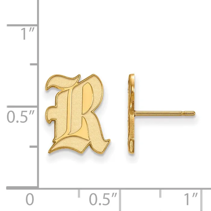 Earrings TreasureFineJewelers 14K Yellow Gold Rice University Small Post Earrings