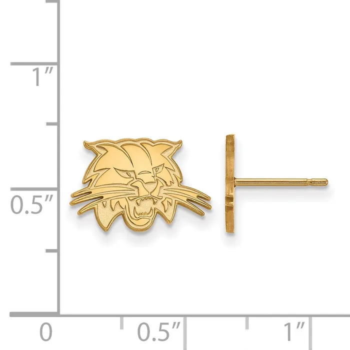 Earrings TreasureFineJewelers Sterling Silver Goldplated Ohio University Bobcat Extra Small Post Earrings