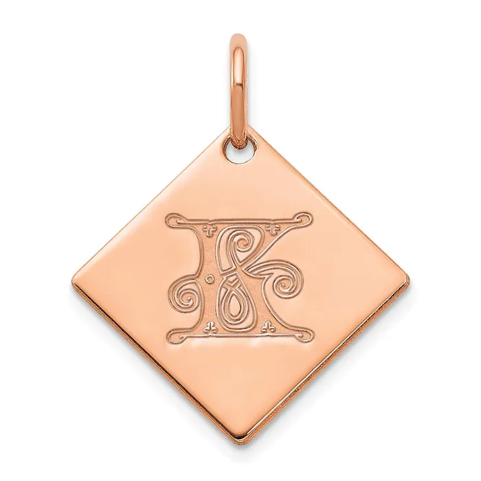 Earrings TreasureFineJewelers Sterling Silver Polished Rose Gold Plated Gold Letter K Initial Charm Earrings TreasureFineJewelers Sterling Silver Polished Rose Gold Plated Gold Letter K Initial Charm