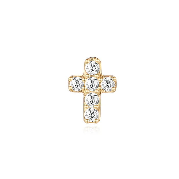 Earrings Trendolla Jewelry 14k Gold Cross Gold Flat Back Earrings