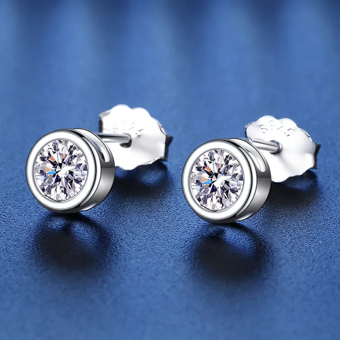 Earrings Trendolla Jewelry Geometric Round Crossed Moissanite Stud Earrings