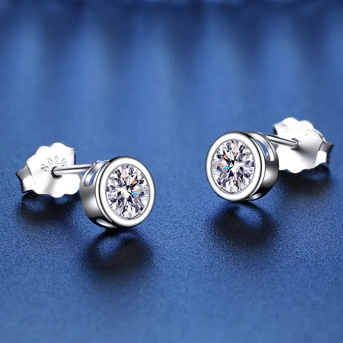 Earrings Trendolla Jewelry Geometric Round Crossed Moissanite Stud Earrings