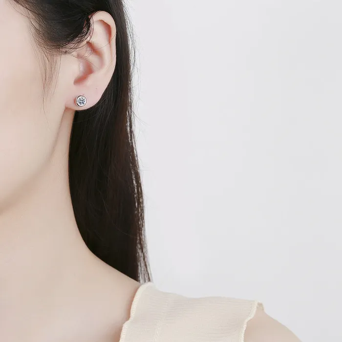 Earrings Trendolla Jewelry Geometric Round Crossed Moissanite Stud Earrings