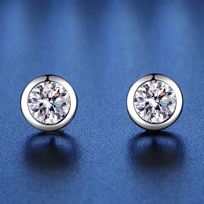 Earrings Trendolla Jewelry Geometric Round Crossed Moissanite Stud Earrings