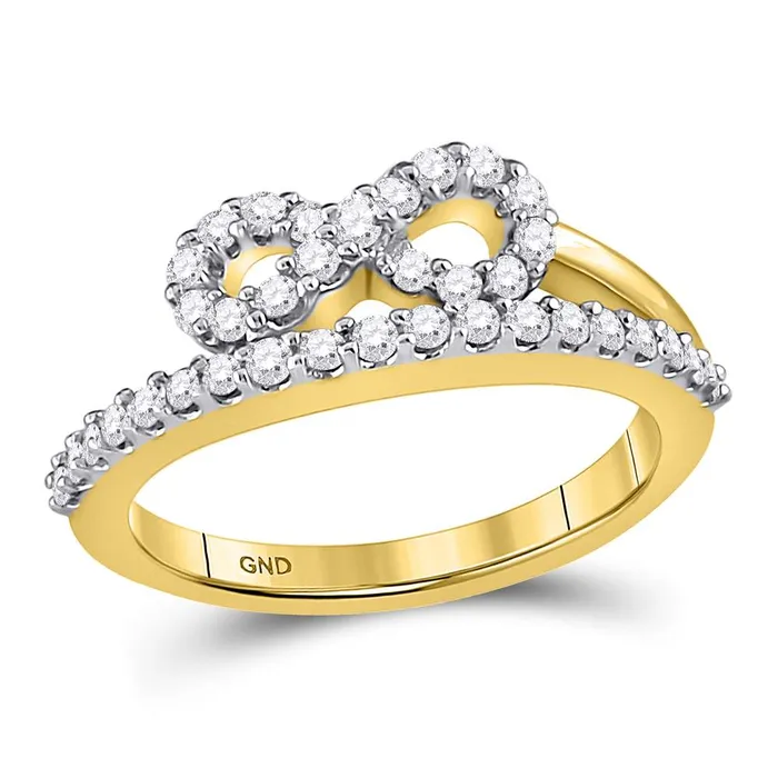 North Arrow Shop 10kt yellow gold womens round diamond woven infinity band ring 12 cttw114367 Rings North Arrow Shop 10kt yellow gold womens round diamond woven infinity band ring 12 cttw114367 Rings
