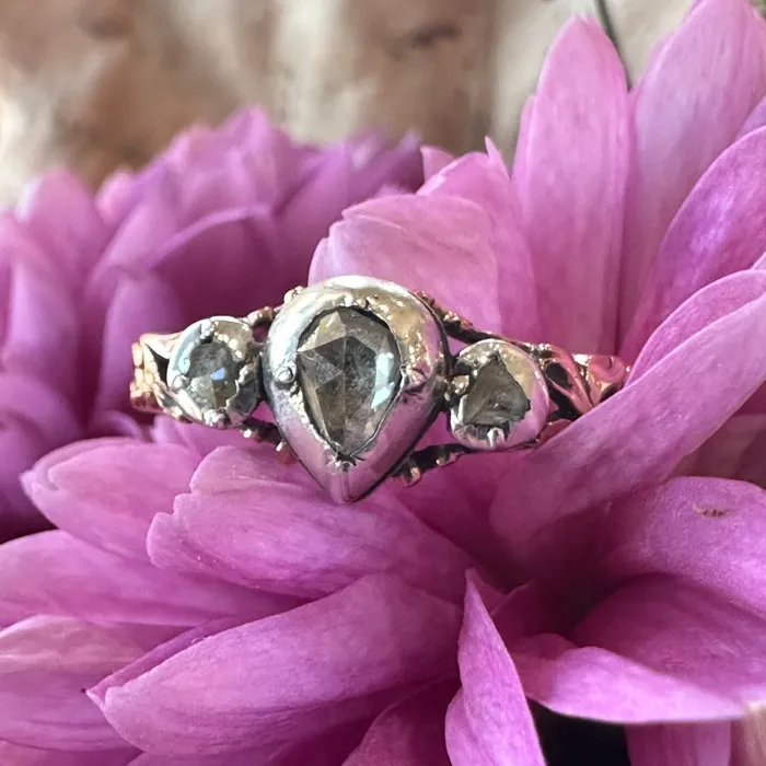 ONeills Estate Jewelry Rings 14 Karat Rose Gold Platinum Rose Cut Diamond Ring 13000928 ONeills Estate Jewelry Rings 14 Karat Rose Gold Platinum Rose Cut Diamond Ring 13000928