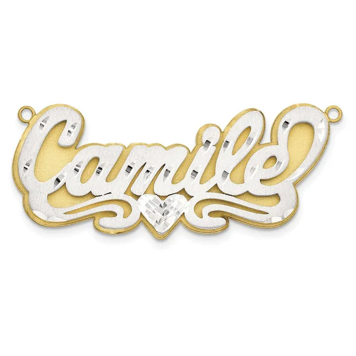 Rings 10K 3D Twotone Satin Diamondcut Name Plate TreasureFineJewelers
