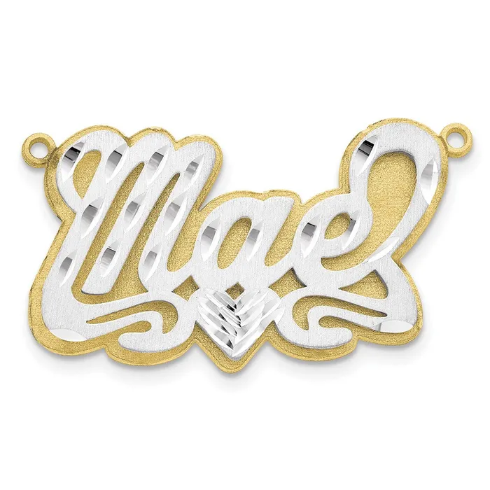 Rings 10K 3D Twotone Satin Diamondcut Name Plate TreasureFineJewelers