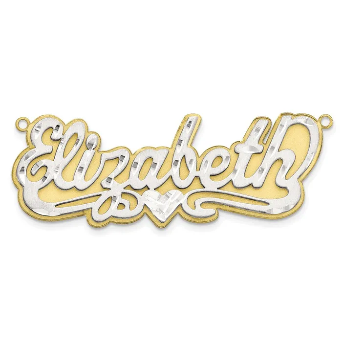 Rings 10K 3D Twotone Satin Diamondcut Name Plate TreasureFineJewelers