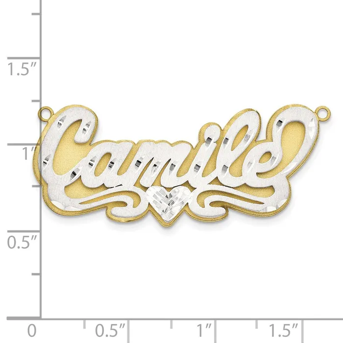 Rings 10K 3D Twotone Satin Diamondcut Name Plate TreasureFineJewelers