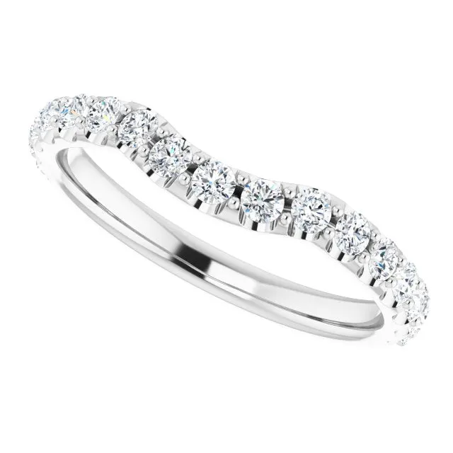Rings 14K White 12 CTW Natural Diamond Contour Band TreasureFineJeweler