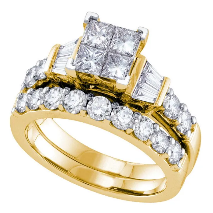 Rings 14k yellow gold womens princess diamond invisible set wedding bridal engagement ring set 1 cttw70282 North Arrow Shop Rings 14k yellow gold womens princess diamond invisible set wedding bridal engagement ring set 1 cttw70282 North Arrow Shop