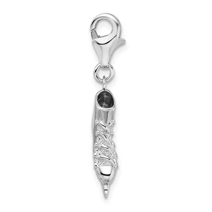 Rings Sterling Silver Amore La Vita Rhodiumplated Polished 3D Ice Skate Charm TreasureFineJewelers