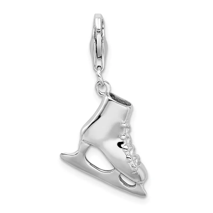 Rings Sterling Silver Amore La Vita Rhodiumplated Polished 3D Ice Skate Charm TreasureFineJewelers