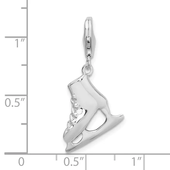 Rings Sterling Silver Amore La Vita Rhodiumplated Polished 3D Ice Skate Charm TreasureFineJewelers