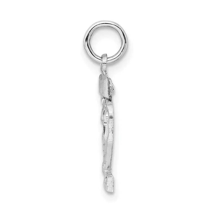Rings Sterling Silver Rhodiumplated Diamondcut 22 Charm TreasureFineJewelers