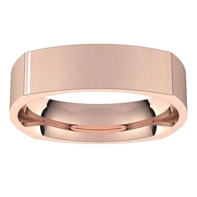 Rings TreasureFineJewelers 14K Rose Gold 5 mm Square Comfort Fit Wedding Band