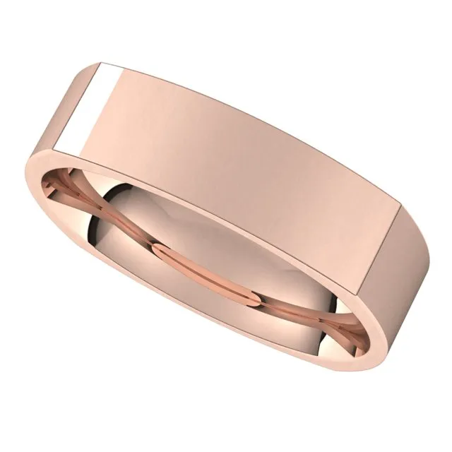 Rings TreasureFineJewelers 14K Rose Gold 5 mm Square Comfort Fit Wedding Band