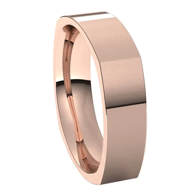 Rings TreasureFineJewelers 14K Rose Gold 5 mm Square Comfort Fit Wedding Band