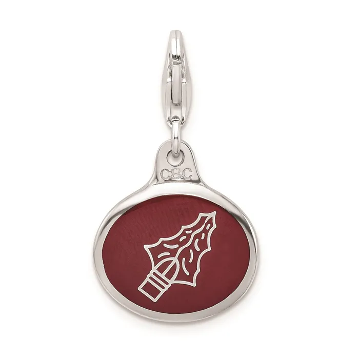 Rings TreasureFineJewelers Amore La Vita Sterling Silver Rhodiumplated Polished Enameled Florida State University Charm with Fancy Lobster Clasp