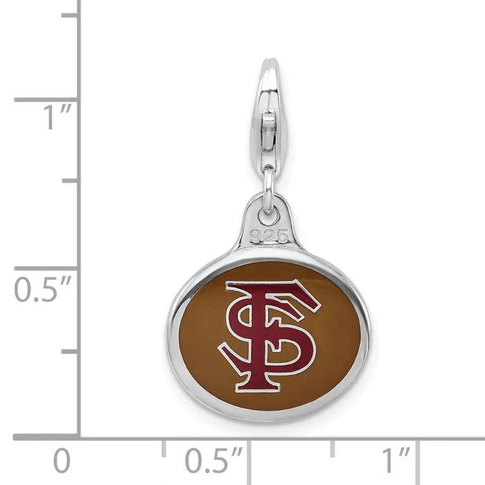 Rings TreasureFineJewelers Amore La Vita Sterling Silver Rhodiumplated Polished Enameled Florida State University Charm with Fancy Lobster Clasp
