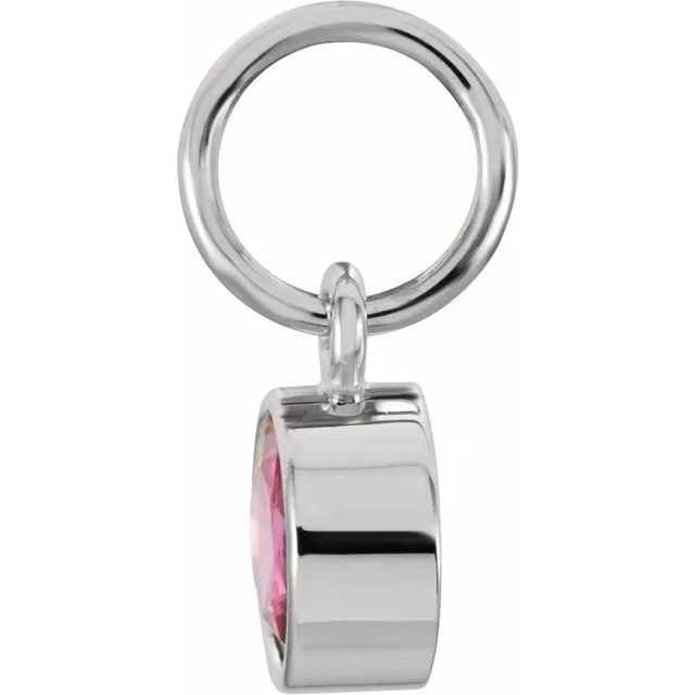 Rings TreasureFineJewelers Sterling Silver 4 mm Round Imitation Ruby Birthstone Charm