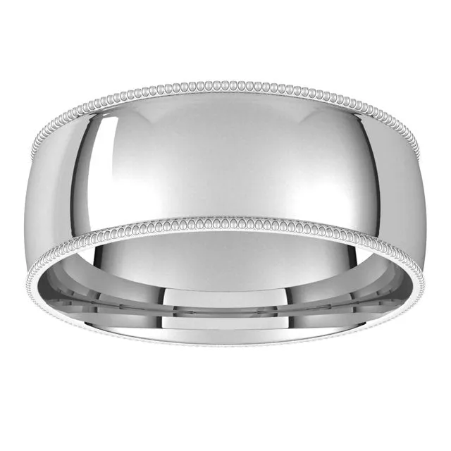Rings TreasureFineJewelers Sterling Silver 7 mm Milgrain Half Round Comfort Fit Light Wedding Band