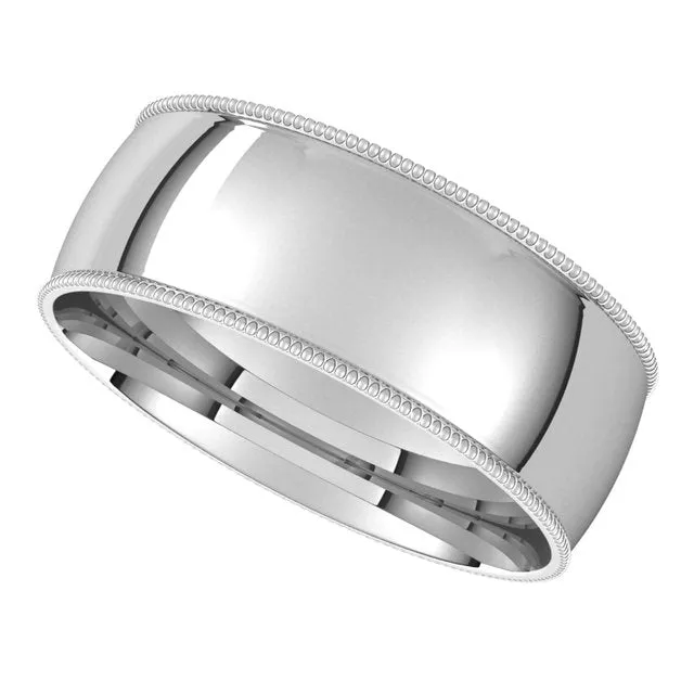 Rings TreasureFineJewelers Sterling Silver 7 mm Milgrain Half Round Comfort Fit Light Wedding Band