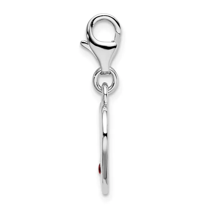 Rings TreasureFineJewelers Sterling Silver Amore La Vita Rhodiumplated Red CZ LOVE Heart Charm