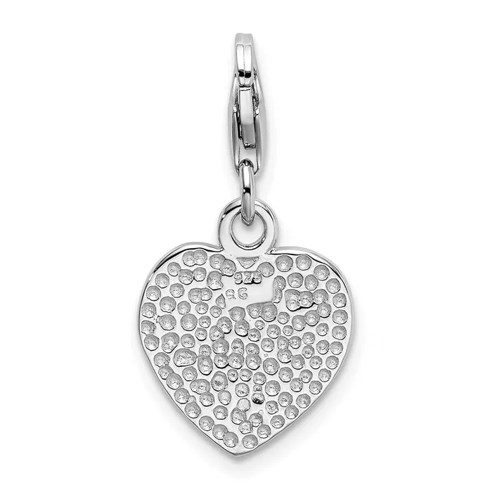 Rings TreasureFineJewelers Sterling Silver Amore La Vita Rhodiumplated Red CZ LOVE Heart Charm