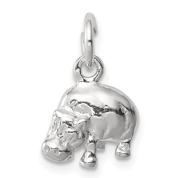 Rings TreasureFineJewelers Sterling Silver Hippo Charm