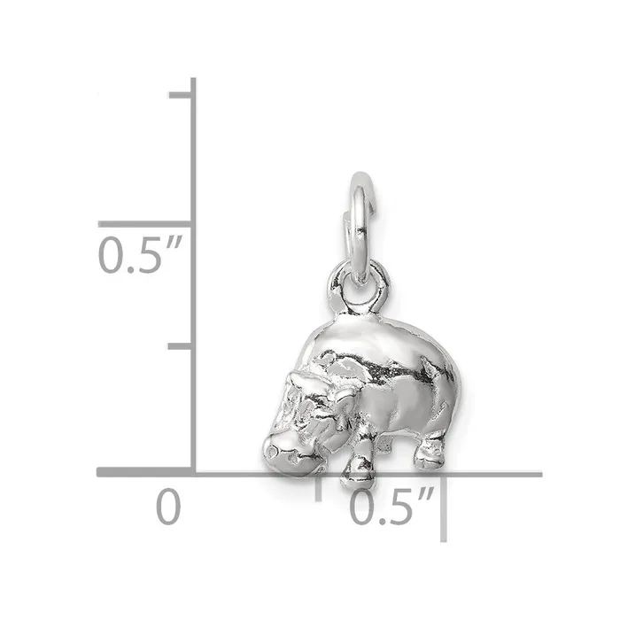 Rings TreasureFineJewelers Sterling Silver Hippo Charm